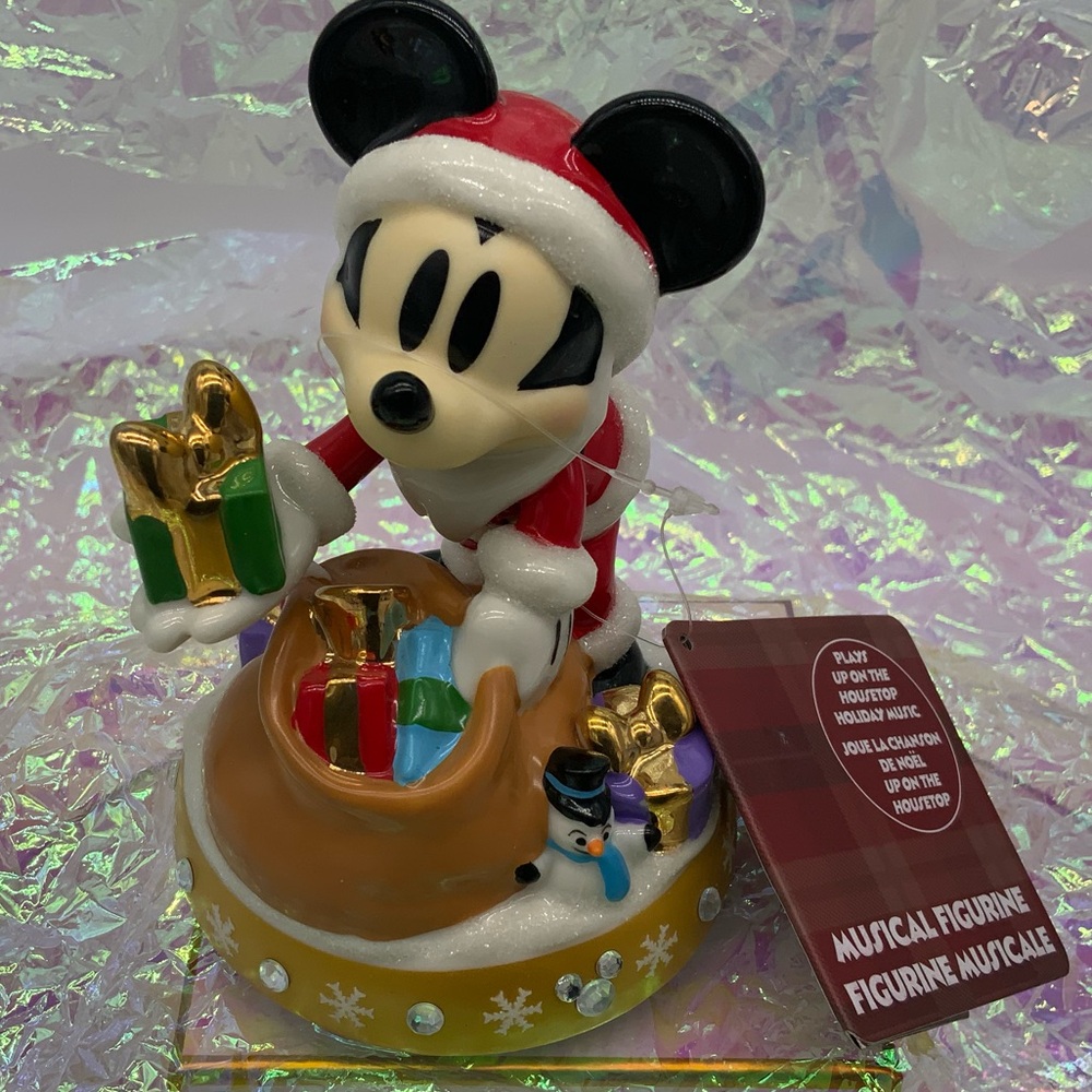 Disney Parks Santa Mickey Christmas Porcelain Musical Figurine Holiday